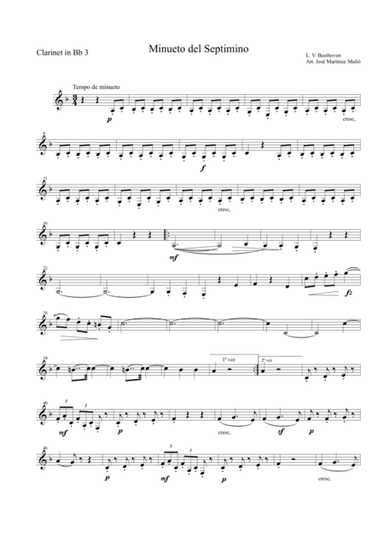 Minuet of Septet in E flat major Op. 20. Ludwig Van Beethoven. (arr. José Martínez Mulió)