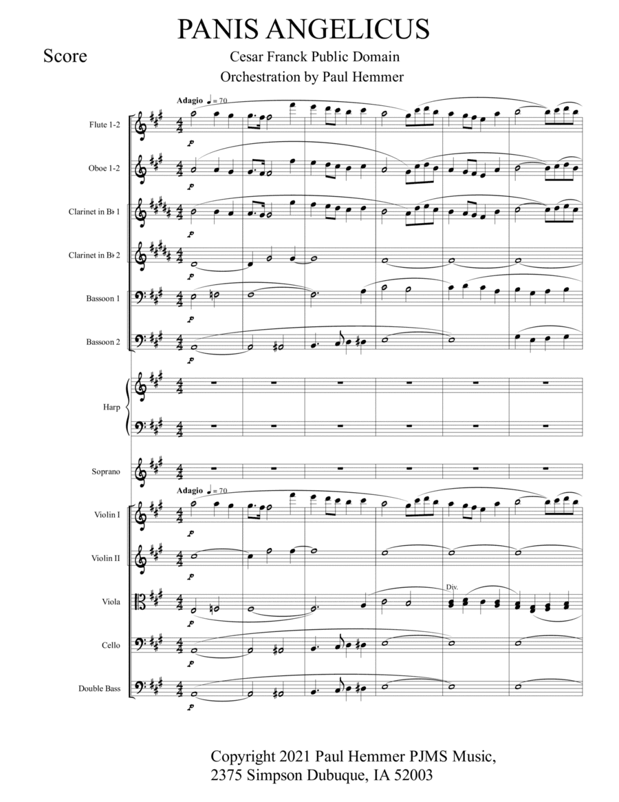 Panis Angelicus - soprano with chamber orchestra (arr. Paul Hemmer)