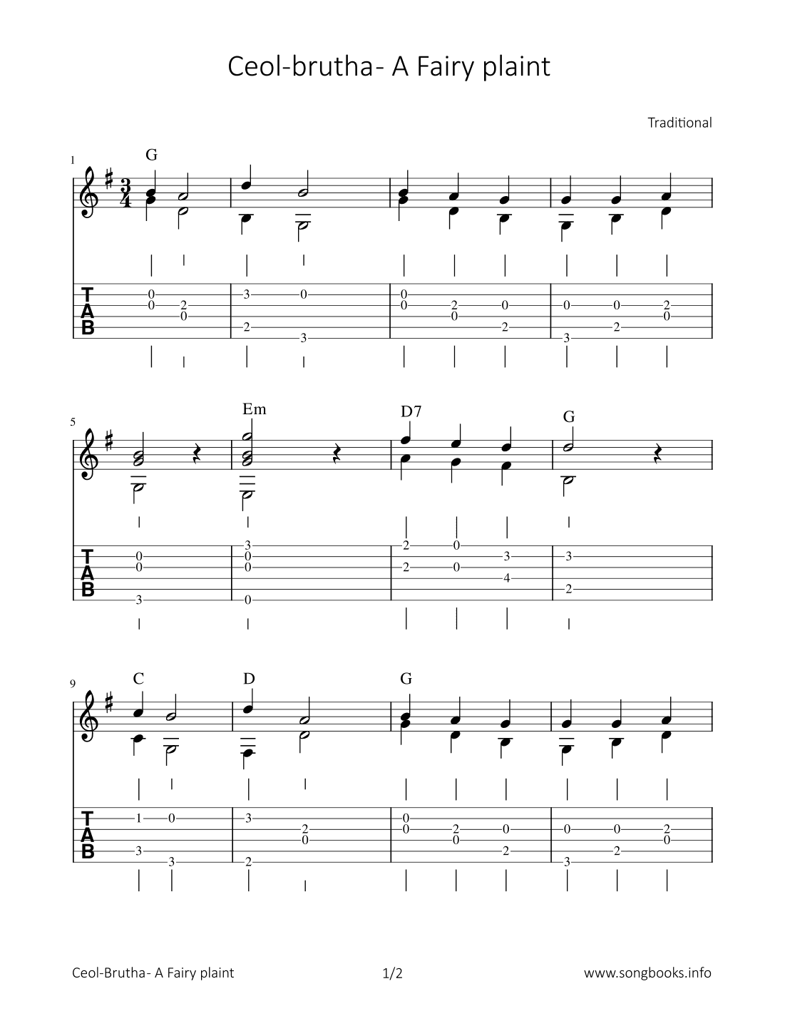 Ceol brutha - a Fairy plaint (arr. Bettina Schipp)