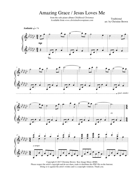 Amazing Grace / Jesus Loves Me (arr. Christine Brown)