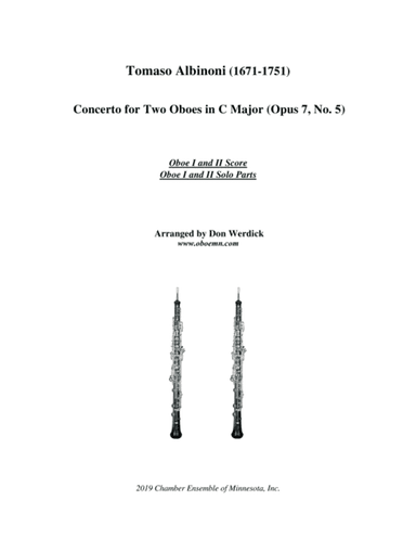 Concerto for Two Oboes in C Major, Op. 7 No. 5 (arr. Don Werdick (1946 - ))