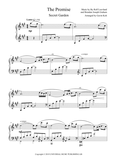 The Promise (arr. Gavin Koh)