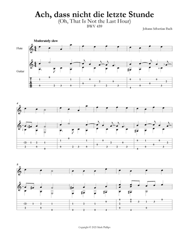 Ach, dass nicht die letzte Stunde (Oh, That Is Not the Last Hour) (arr. Mark Phillips)