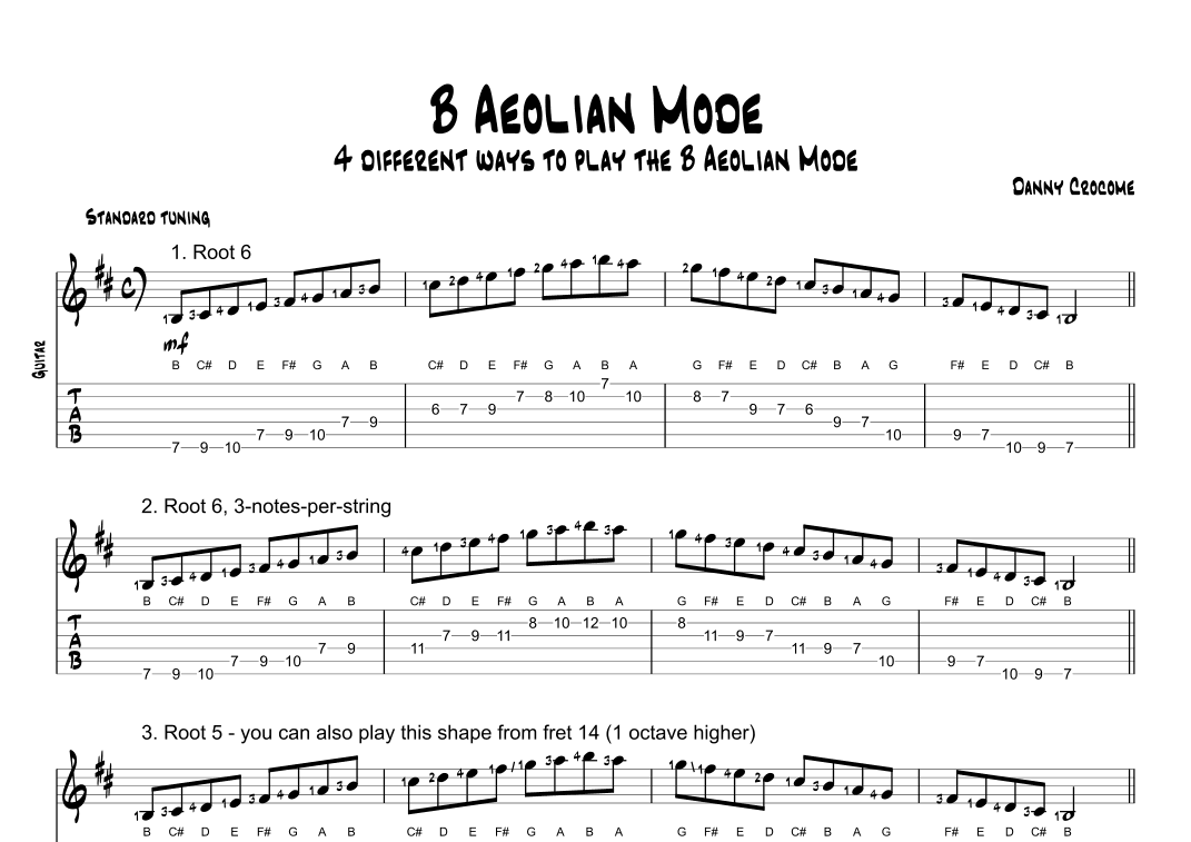 B Aeolian Mode (4 Ways to Play)