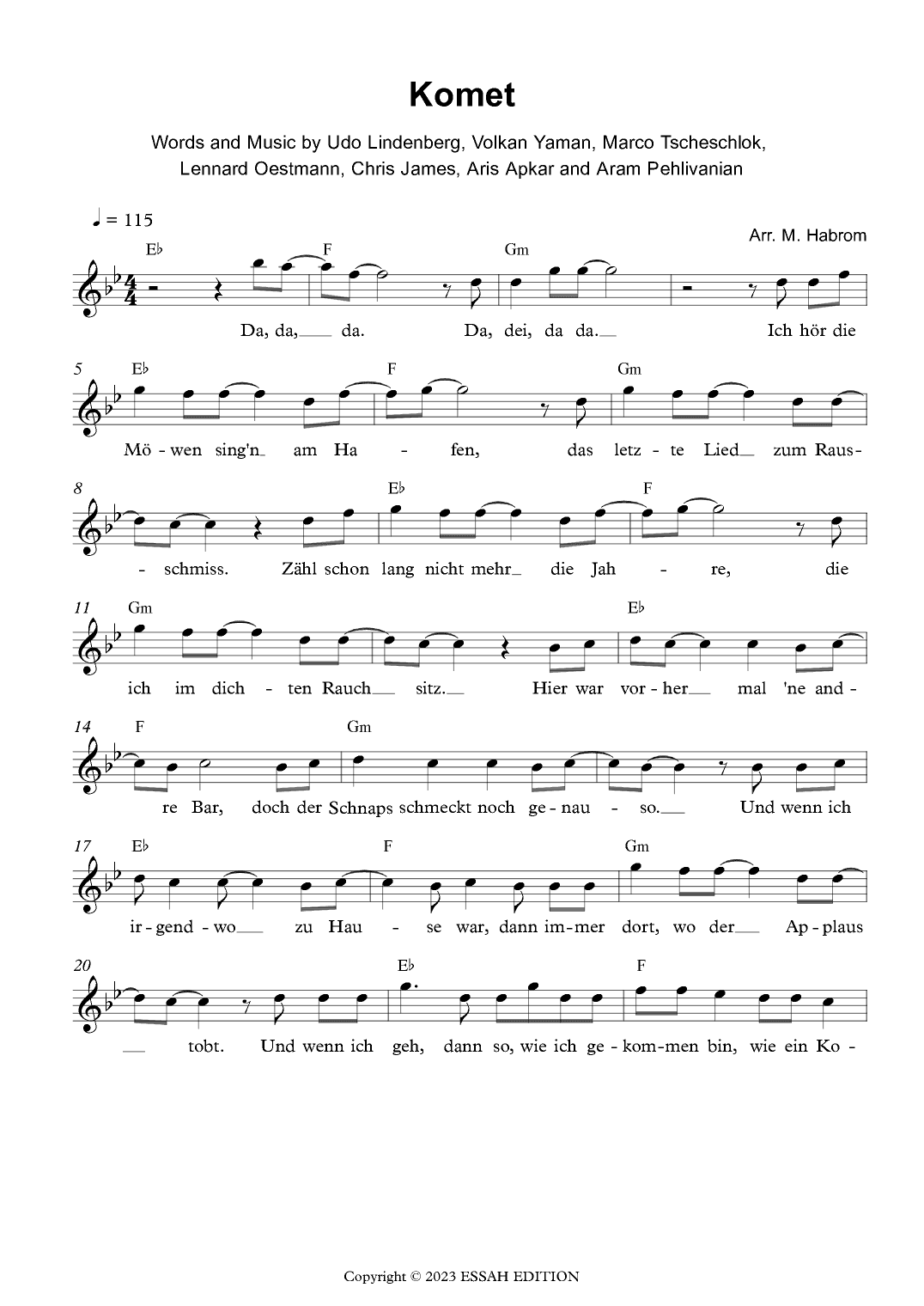 Komet (arr. Michael Habrom)