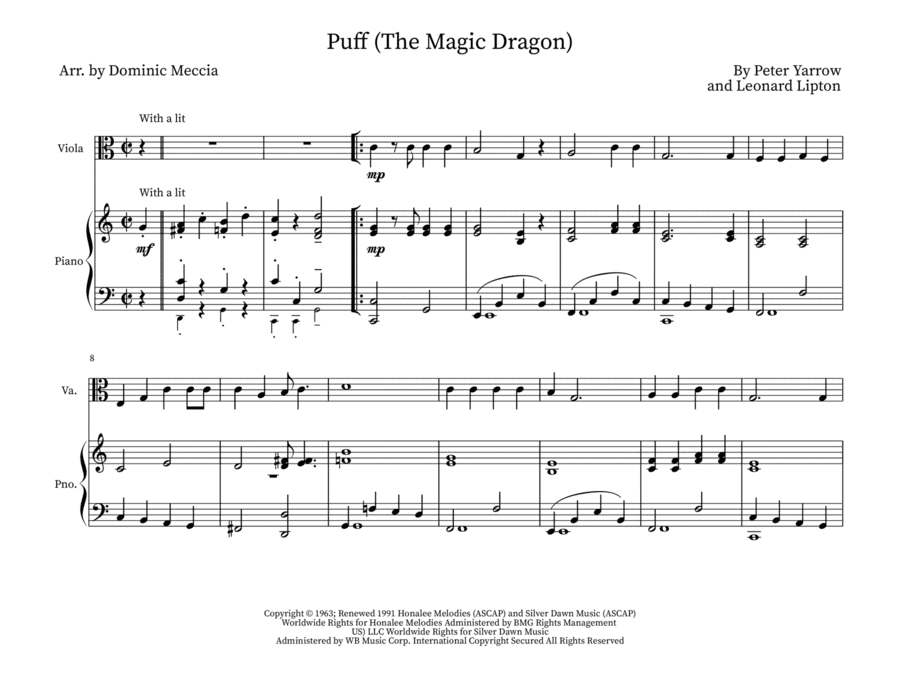 Puff The Magic Dragon (arr. Dominic Meccia)