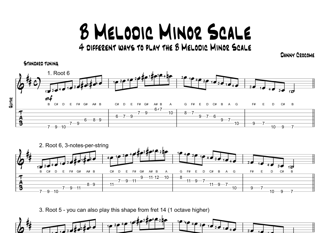 B Melodic Minor Scale (4 Ways to Play)