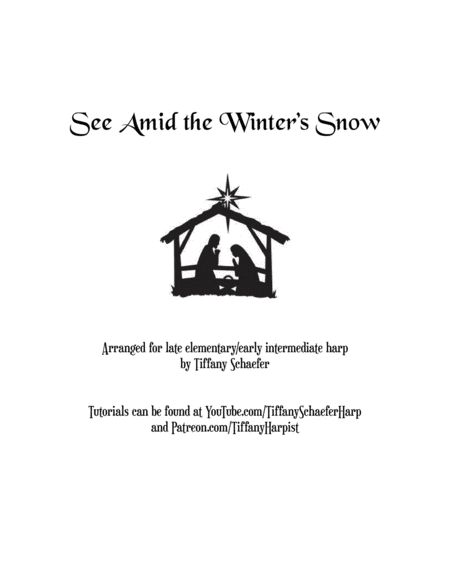 See Amid the Winter's Snow: Early Intermediate Harp (Small Harp Friendly) (arr. Tiffany Schaefer)