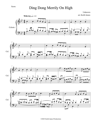Ding Dong Merrily On High (for CELESTA) (arr. Keith James)