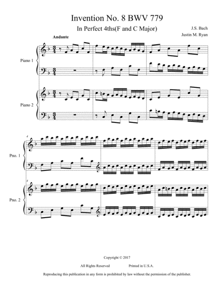 Invention No. 8 BWV 779 (arr. Justin M. Ryan)