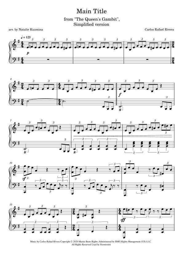 Main Title (arr. Natalie Kuzmina aka nattaliepiano)
