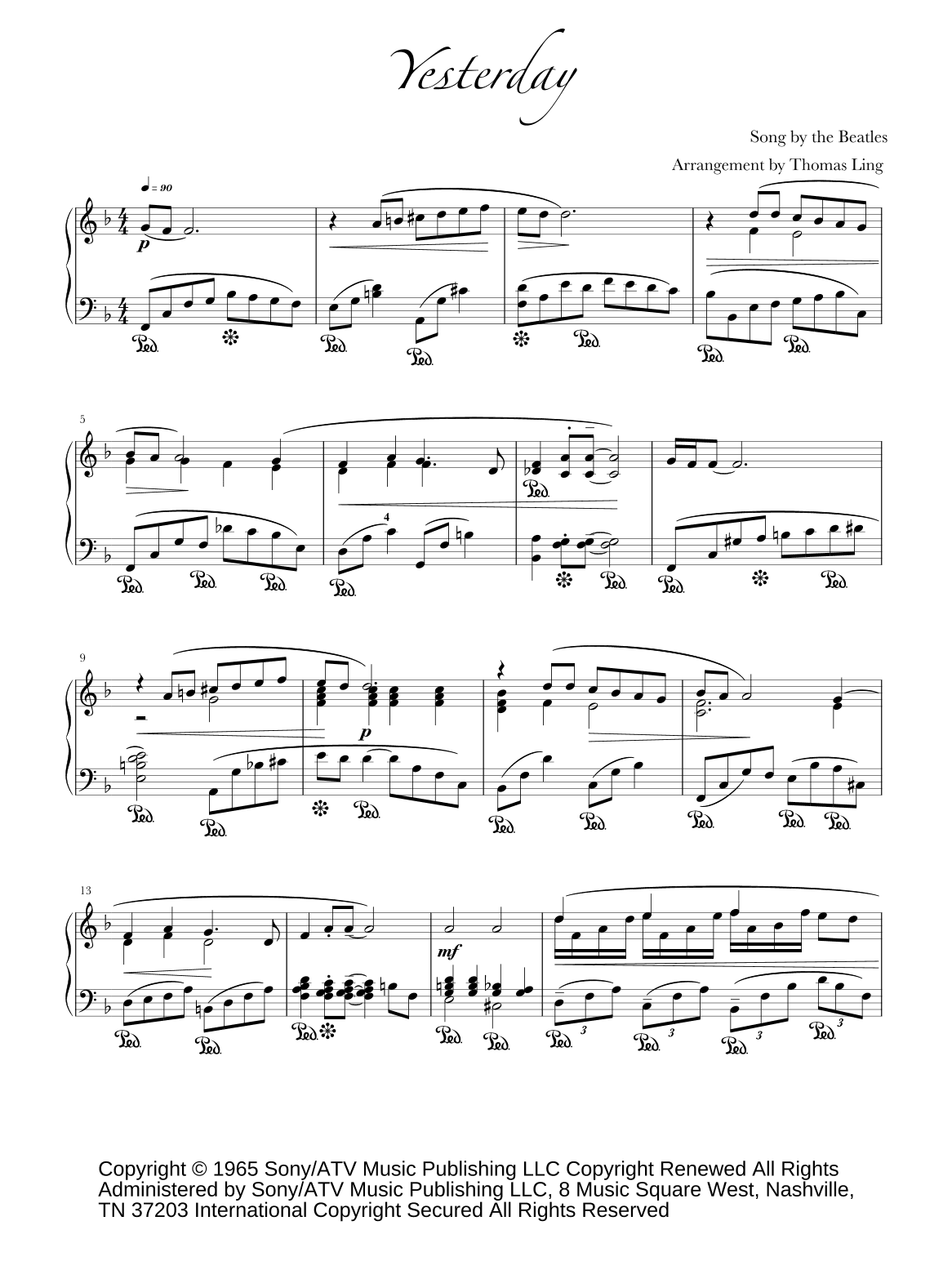 Yesterday (arr. Thomas Ling)