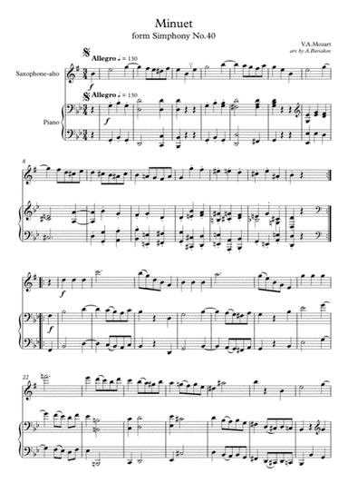 Minuet from Siphony No.40 (saxophone-alto) (arr. A.Buriakov)