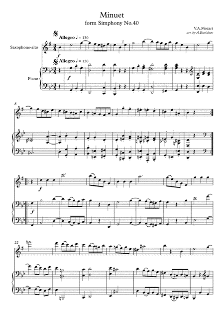 Minuet from Siphony No.40 (saxophone-alto) (arr. A.Buriakov)