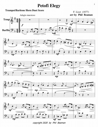 Petofi Elegy-Liszt-trumpet-baritone horn duet (arr. Phil Beaman)