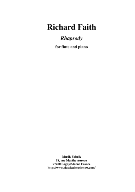 Richard Faith : Rhapsody for flute and piano