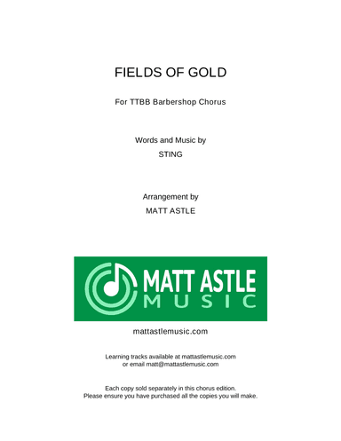 Fields Of Gold (arr. Matt Astle)