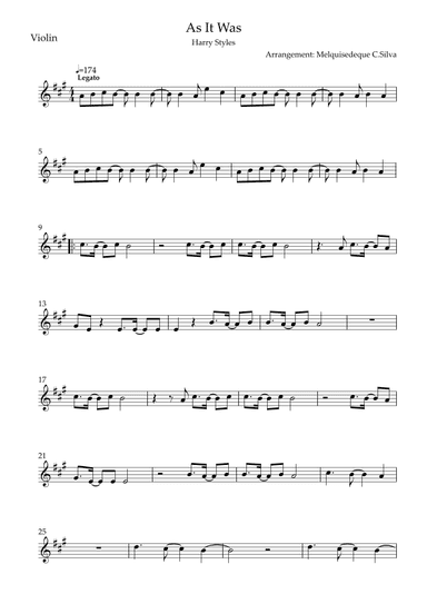 As It Was (arr. Melquisedeque C.Silva)