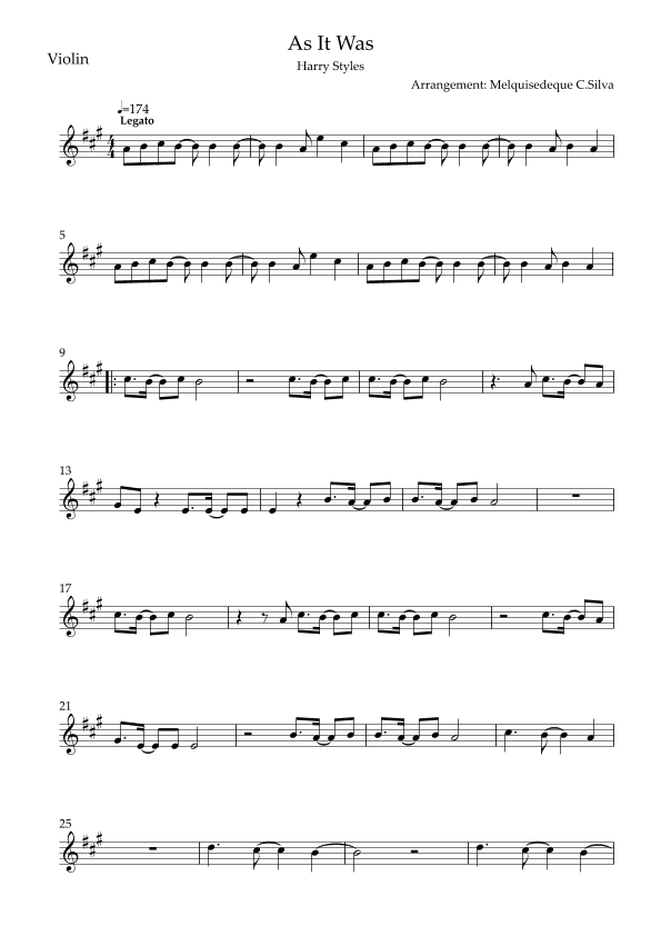 As It Was (arr. Melquisedeque C.Silva)