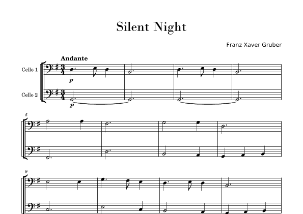 Silent Night (Easy Cello Duet) (arr. Gisele Sant'Ana)