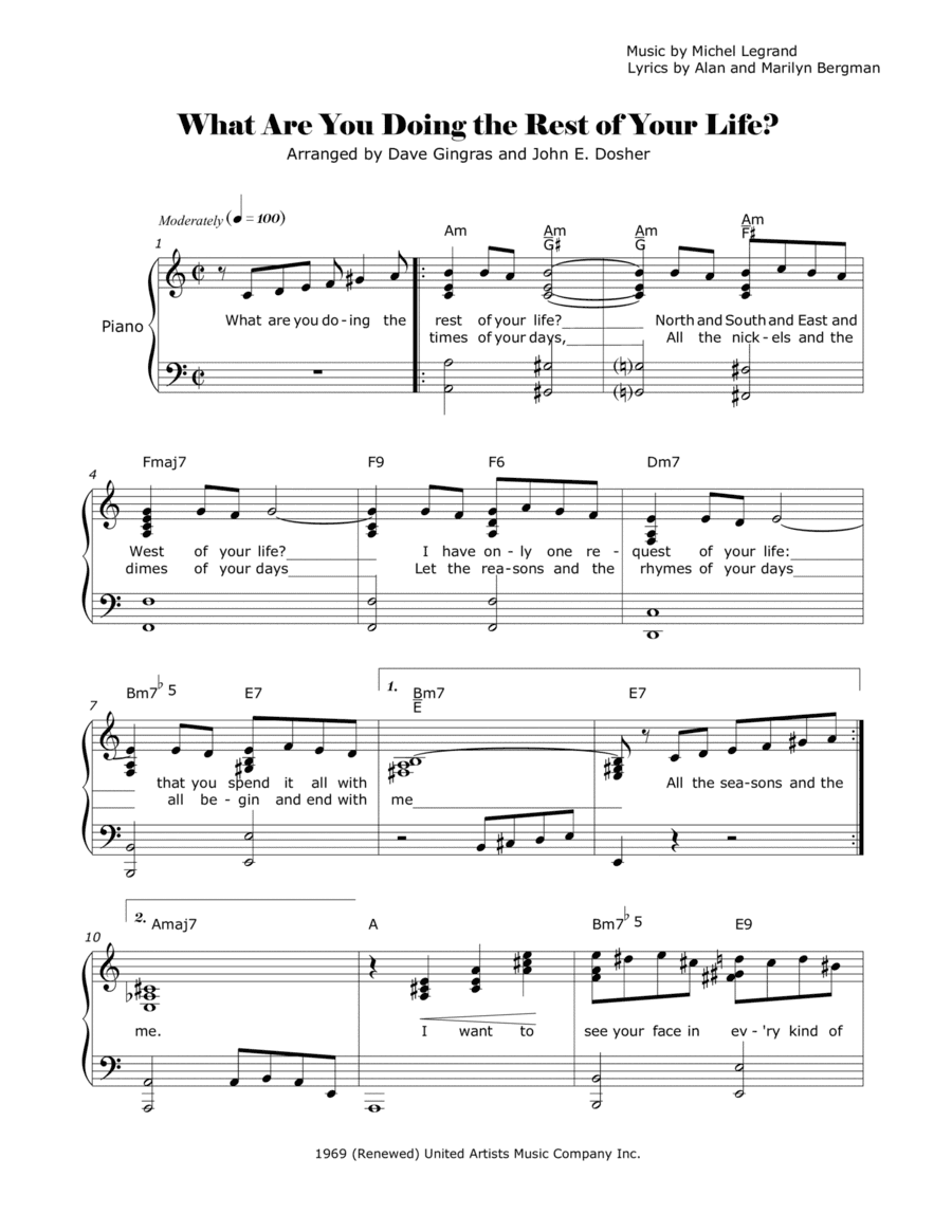 What Are You Doing The Rest Of Your Life? (arr. Dave Gingras, John E. Dosher)