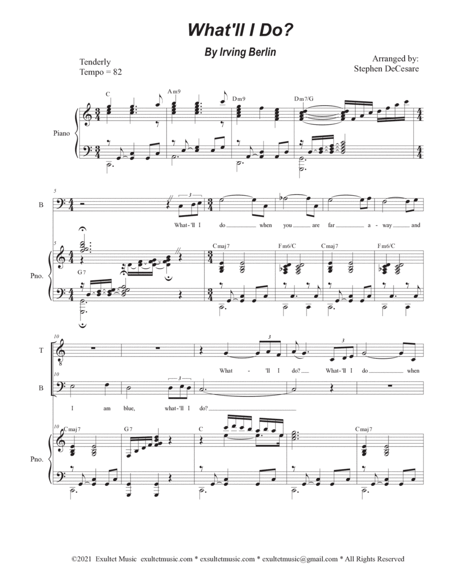What'll I Do? (Duet for Tenor and Bass solo) (arr. Stephen DeCesare)