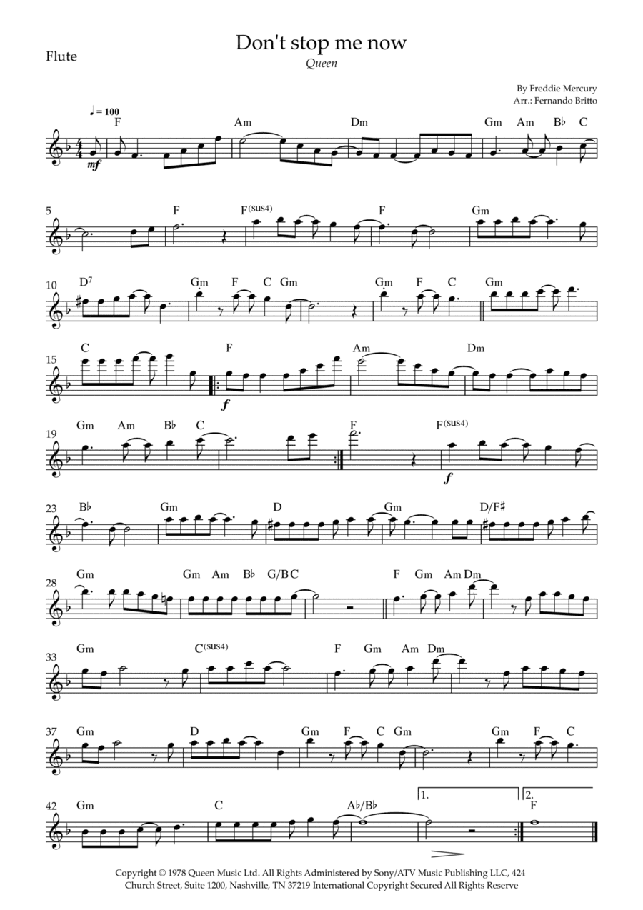 Don't Stop Me Now (arr. Fernando Britto)