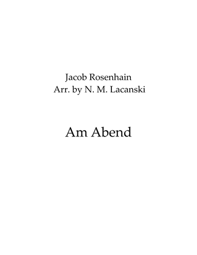 Am Abend (arr. Nick Lacanski)
