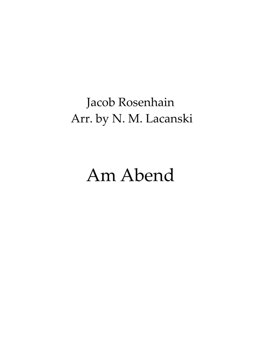Am Abend (arr. Nick Lacanski)