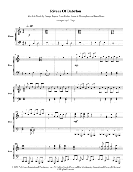 Rivers Of Babylon (arr. G. Tiago)