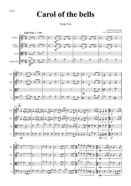 Carol of the Bells - Pentatonix style - String Trio (arr. Thomas Graf)