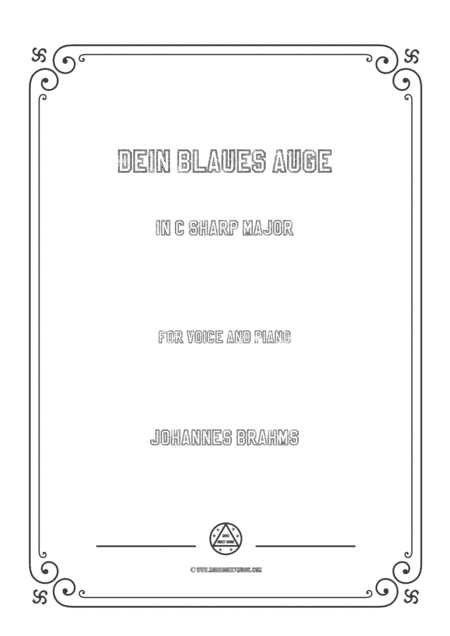 Brahms-Dein blaues Auge in C sharp Major,for voice and piano (arr. MSM)