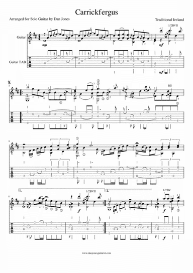 Carrickfergus for Solo Guitar (arr. Dan Jones)