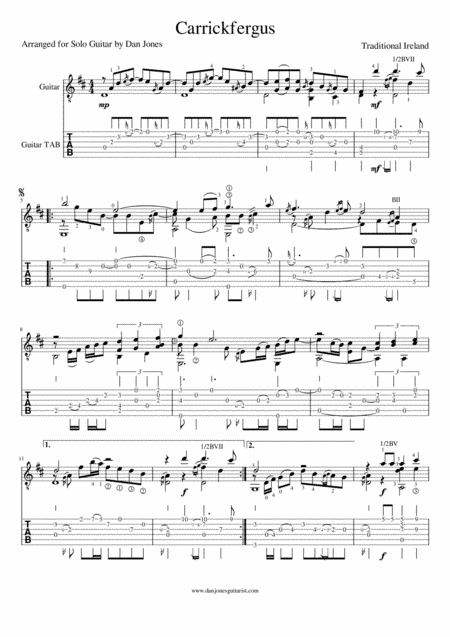 Carrickfergus for Solo Guitar (arr. Dan Jones)