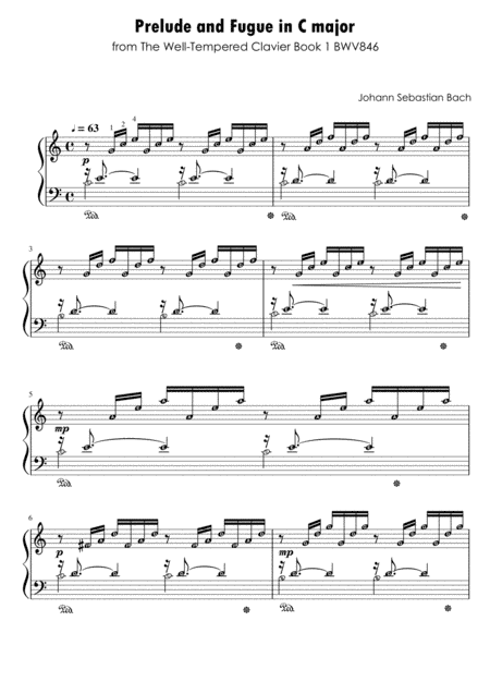 Prelude in C major (Prelude & Fugue) J.S. Bach with note names (arr. Published Harmony Valarie)