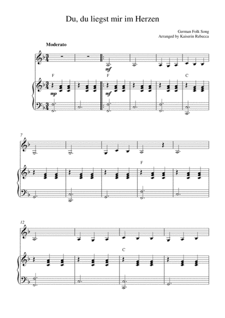 Du, du liegst mir im Herzen (You, you are in my heart) (arr. Kaiserin Rebecca)