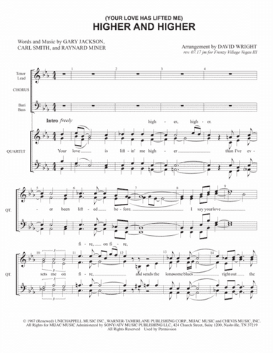 (your Love Has Lifted Me) Higher And Higher (arr. David Wright)