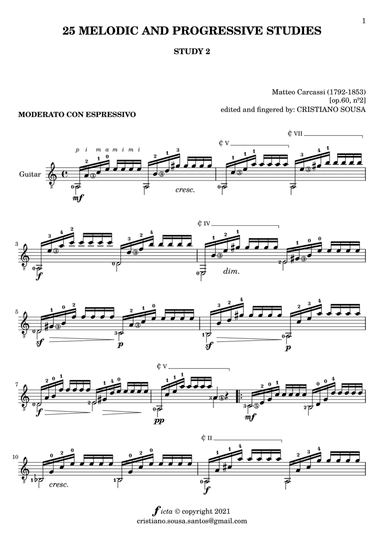 STUDY nº 2 op. 60 [ by Matteo Carcassi ]: guitar solo (arr. Cristiano Sousa)