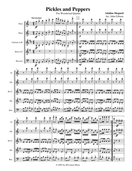 Pickles and Peppers Rag for woodwind quintet (arr. John Gibson)