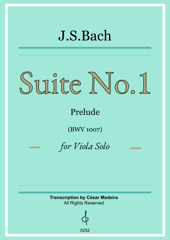 Suite No.1 by Bach - Viola Solo - Prelude (BWV1007) (arr. César Madeira)