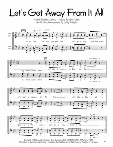 Let's Get Away From It All (arr. Larry Wright)