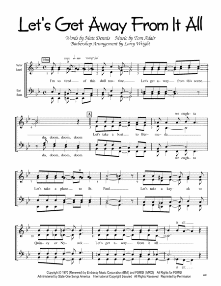 Let's Get Away From It All (arr. Larry Wright)