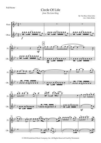 Circle Of Life (arr. Fabio Britto)