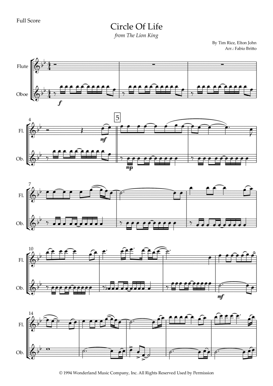 Circle Of Life (arr. Fabio Britto)