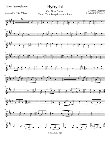 Our Great Savior--tenor saxophone solo (arr. Beka Wilson)