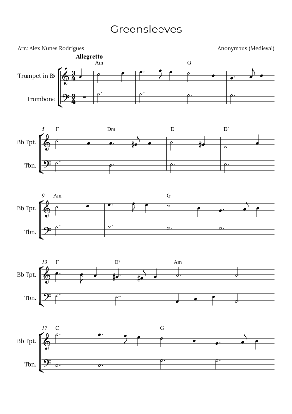 Greensleeves (arr. Alex Nunes Rodrigues)