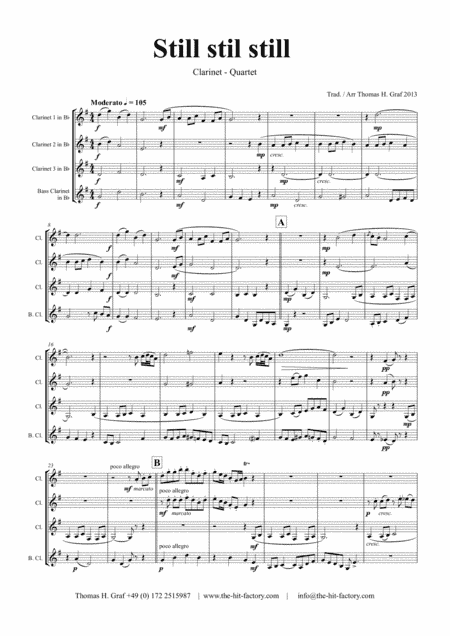 Still Still Still - Christmas song - Clarinet Quartet (arr. Thomas H. Graf)