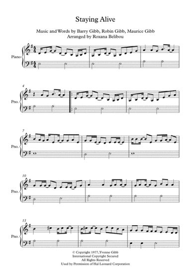 Stayin' Alive  from the Motion Picture SATURDAY NIGHT FEVER (arr. Roxana Belibou)