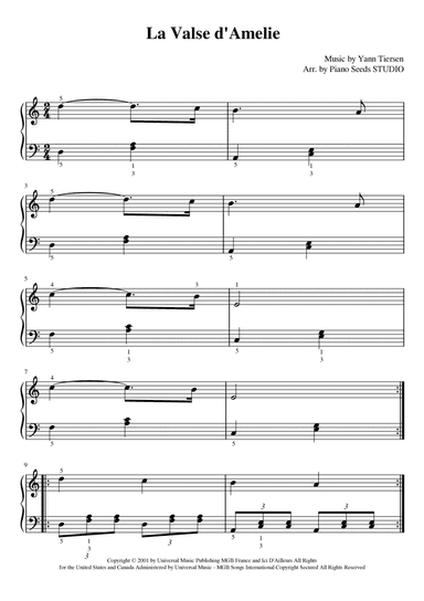 La Valse D'amelie (arr. Piano Seeds STUDIO)
