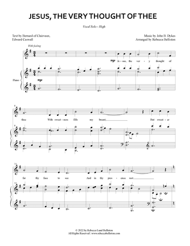 Jesus, the Very Thought of Thee (Vocal Solo - High) (arr. Rebecca Belliston)